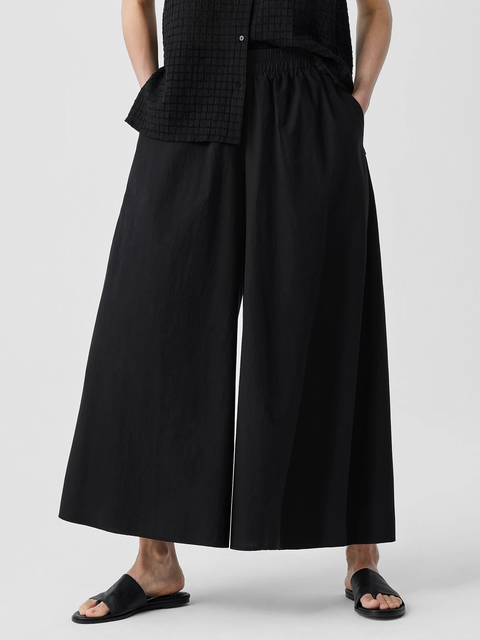 Washed Organic Cotton Poplin Skirt Pant | Eileen Fisher
