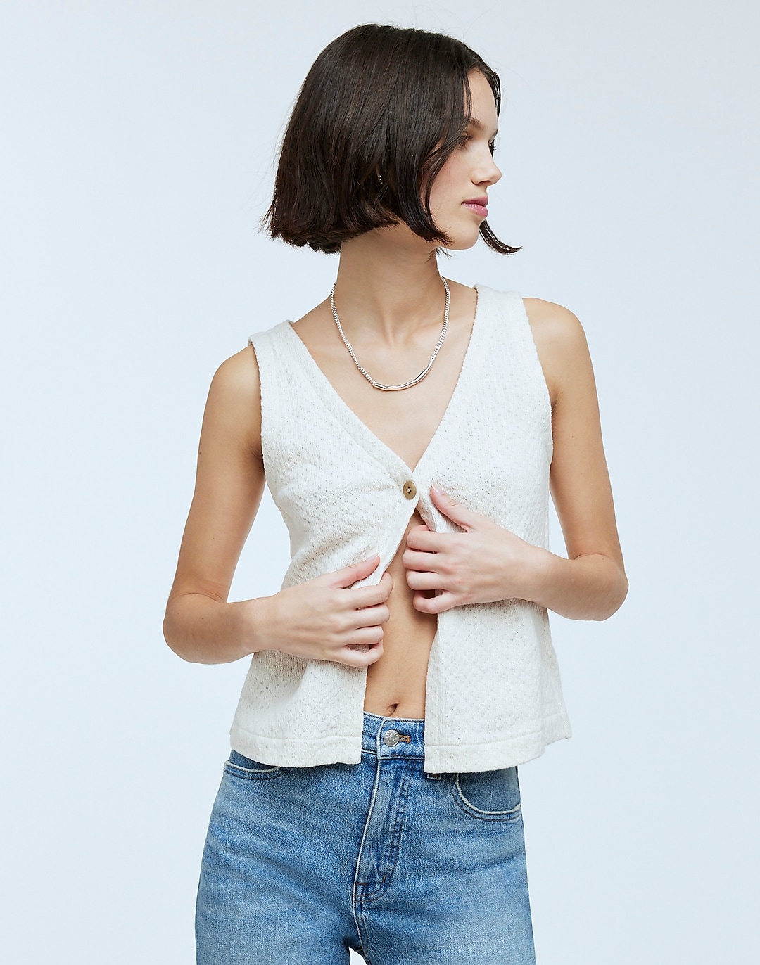 Pointelle Single-Button Vest | Madewell