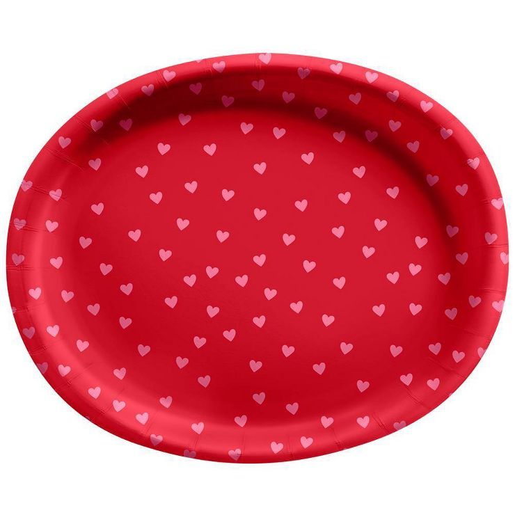 10ct 10" x 12" Oval Buffet Plates with Mini Hearts - Spritz™ | Target