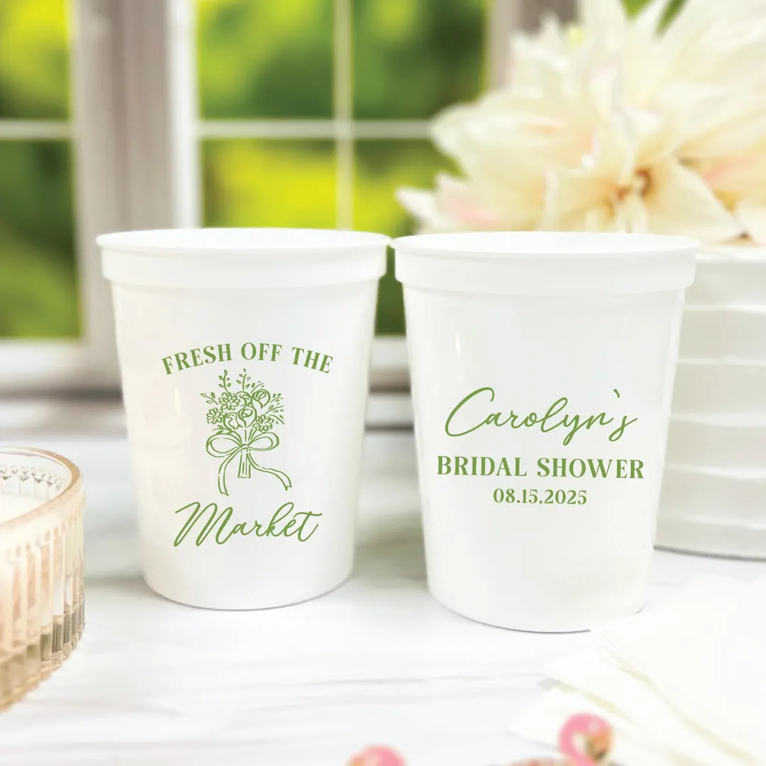 Fresh off the Market Personalized Bridal Shower Stadium Cups - Wedding Shower, Bridal Shower Part... | Etsy (US)