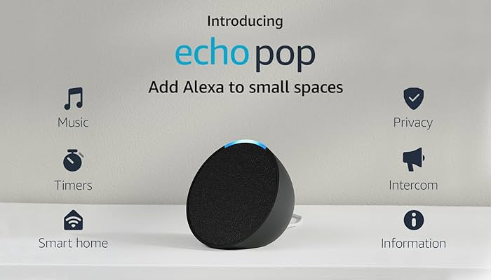 Introducing Echo Pop | Essential music and smart home controls with Alexa under $40 | Charcoal | Amazon (US)