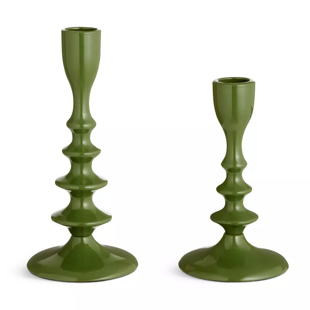 Buy Habitat Lacquered Green Candle Sticks -  Set of 2 | Christmas candles and home fragrance | Ha... | Habitat UK