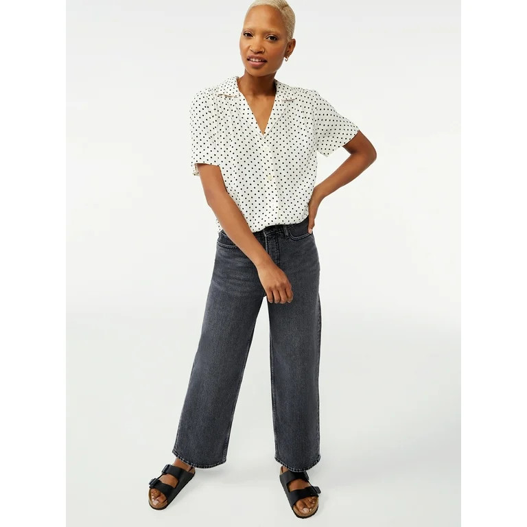 Free Assembly Women's Short Sleeve Camp Shirt | Walmart (US)