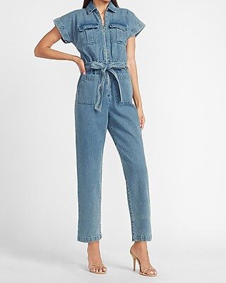 Ladygang Denim Jumpsuit Blue Women's 0 | Express