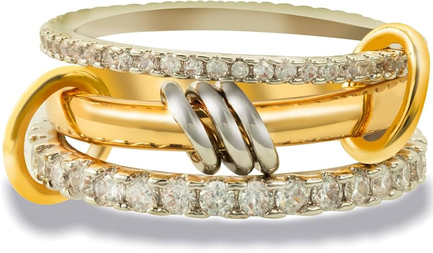 Gold Stackable Rings for Women Non Tarnish, Dainty Stackable 18k Gold Plated CZ Cubic Zirconia Ri... | Amazon (US)