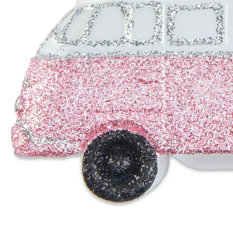 Holiday Time Pink Glitter Bus With Cmas Tree Ornament - Walmart.com | Walmart (US)