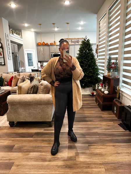 Leggings-  medium 
Top-  medium 
Cardigan-  medium 
Boots-  tts 

Fall fashion - fall outfit - leggings outfit - winter style - winter fashion - winter outfit - combat boots - sheer top - long cardigan - date night outfit - everyday outfit - thanksgiving - holiday outfit - casual look - casual outfit - casual style - 

Follow my shop @styledbylynnai on the @shop.LTK app to shop this post and get my exclusive app-only content!

#liketkit 
@shop.ltk
https://liketk.it/4ofH7

#LTKmidsize #LTKfindsunder50 #LTKstyletip #LTKsalealert #LTKSeasonal #LTKHoliday