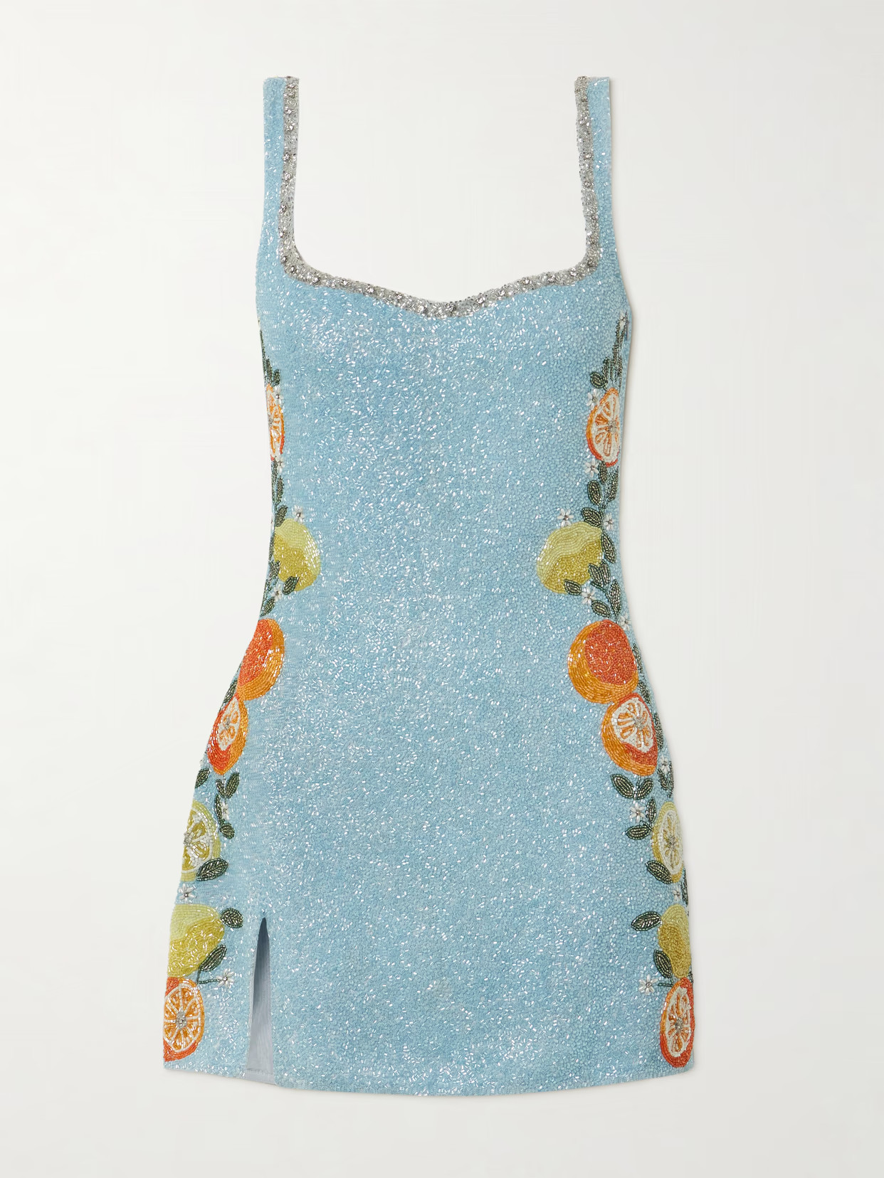 Clio Peppiatt - Capri Crystal-embellished Beaded Tulle Mini Dress - Blue | NET-A-PORTER (US)