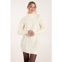 Womens Cable Knit Roll Neck Jumper Dress - White - S/M | NastyGal UK