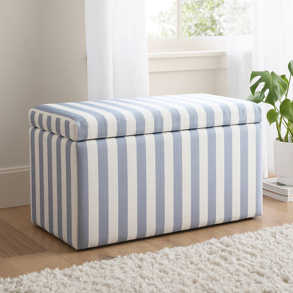 Cabana Stripe Chambray Rectangular Storage Bench (32") | Pottery Barn Teen