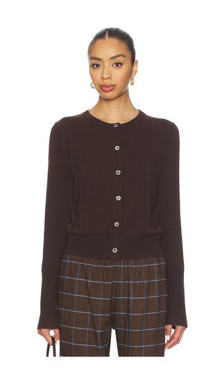 La Ligne Solid Lean Lines Cardigan in Chocolate. - size L | Revolve Clothing (Global)
