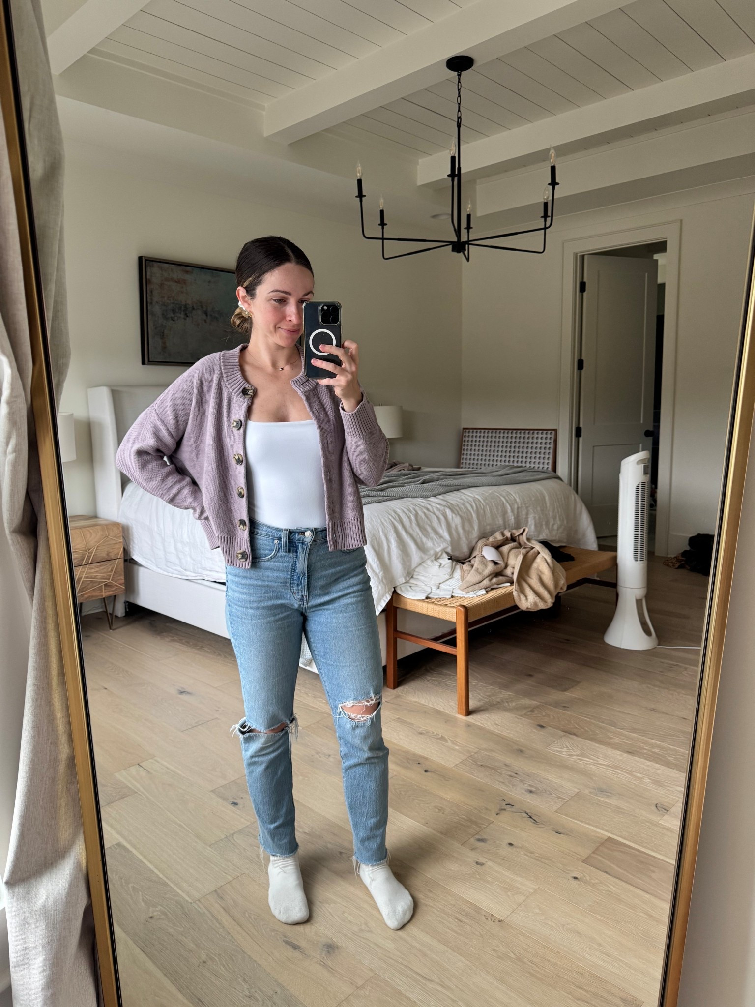 Bodysuits are a favorite of mine for making getting dressed easy. Wearing  a small in the bodysuit and lightweight cotton sweater. 

#LTKSeasonal #LTKStyleTip