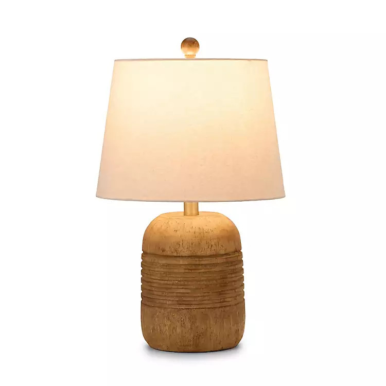 New! Brown Wood Finish Ribbed Table Lamp | Kirklands