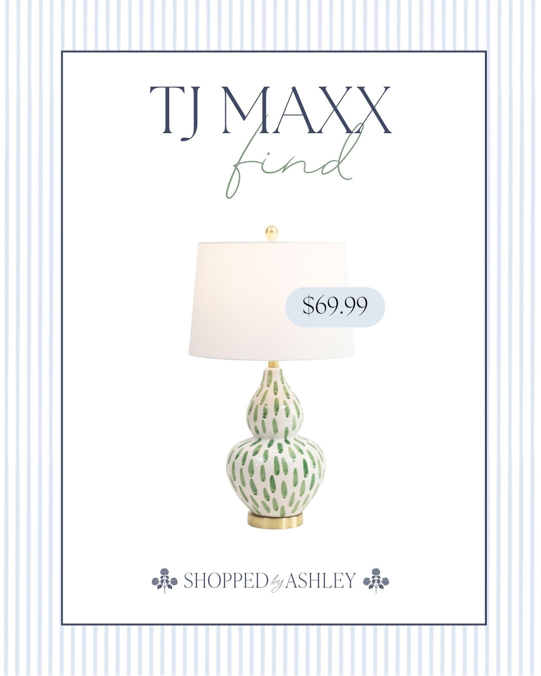 I love this new Lillian August lamp that was just added online at TJ Maxx! A similar designer lamp retails over $500 👀

TJ Maxx lamp, green and white lamp, table lamp, living room lamp, TJ Maxx find, Grandmillennial lamp, Grandmillennial style 

#LTKFindsUnder100 #LTKStyleTip #LTKHome