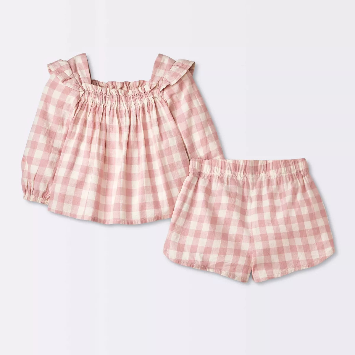 Baby Girls' Gingham Linen Slub Top & Bottom Set - Cloud Island™ Pink | Target