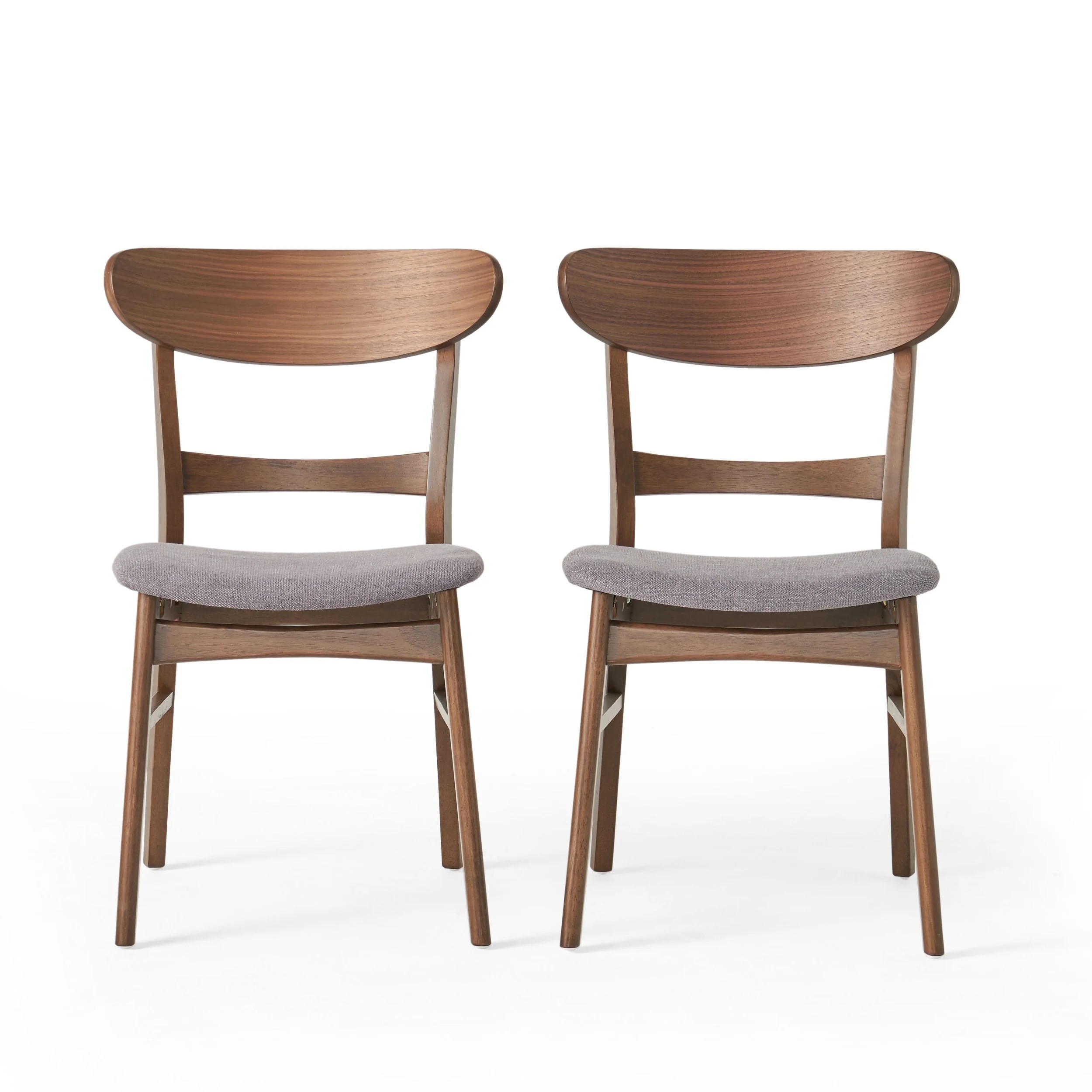 GDFSTUDIO Mid Century Modern Fabric Upholstered Rubberwood Dining Chairs, Set of 2, Dark Gray and... | Walmart (US)