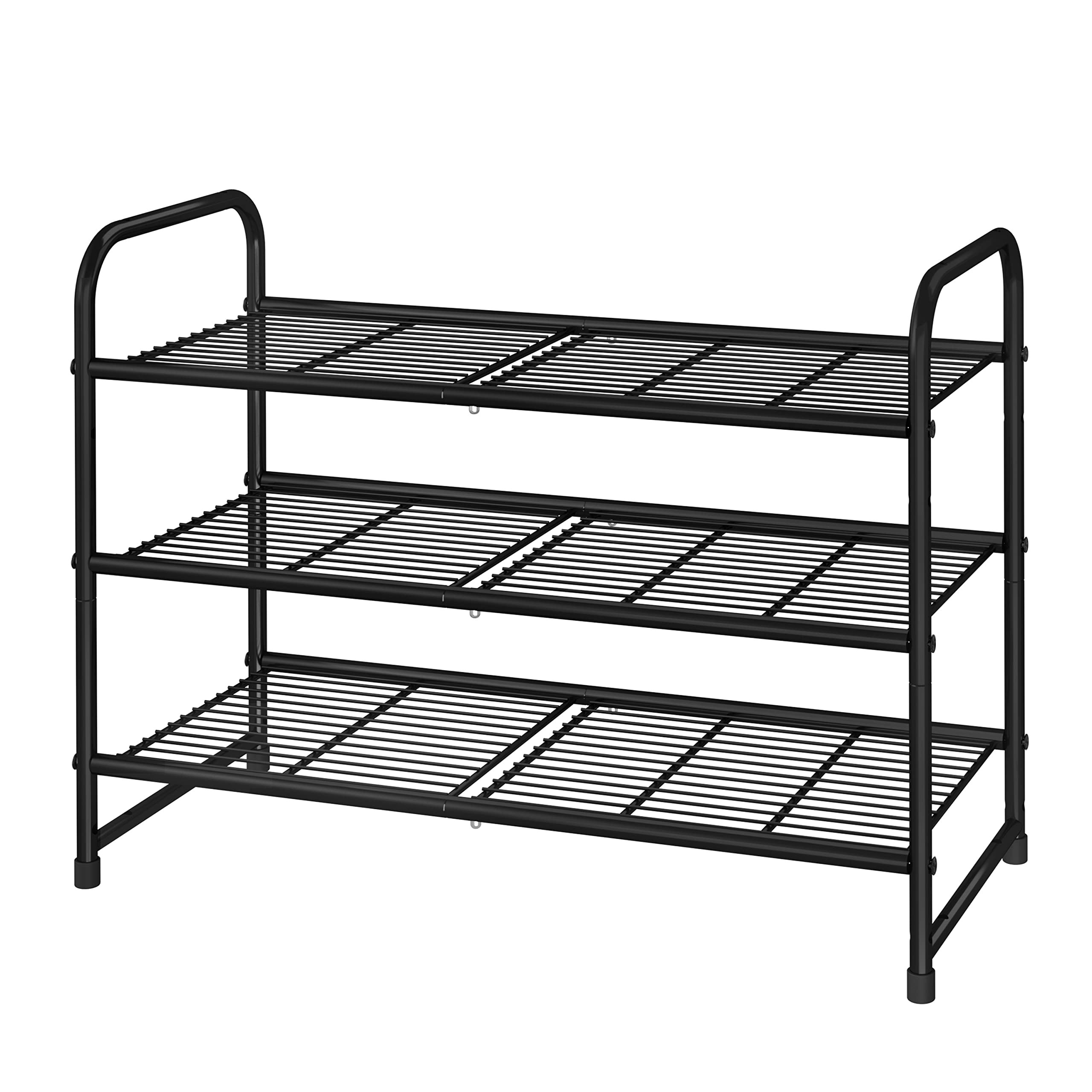 Simple Trending 3 Tier Stackable Shoe Rack, Expandable Adjustable Shoe Shelf Storage Organizer, W... | Amazon (US)
