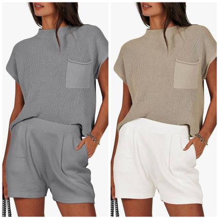 Amazon wish list for summer! Two Piece Knit Sweater Short Set. Pullover Shorts Lounge Matching  Set

#LTKOver40 #LTKStyleTip #LTKFindsUnder50
