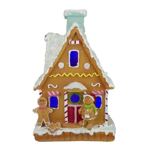 8.5" LED Lighted Gingerbread House Christmas Figure | Walmart (US)