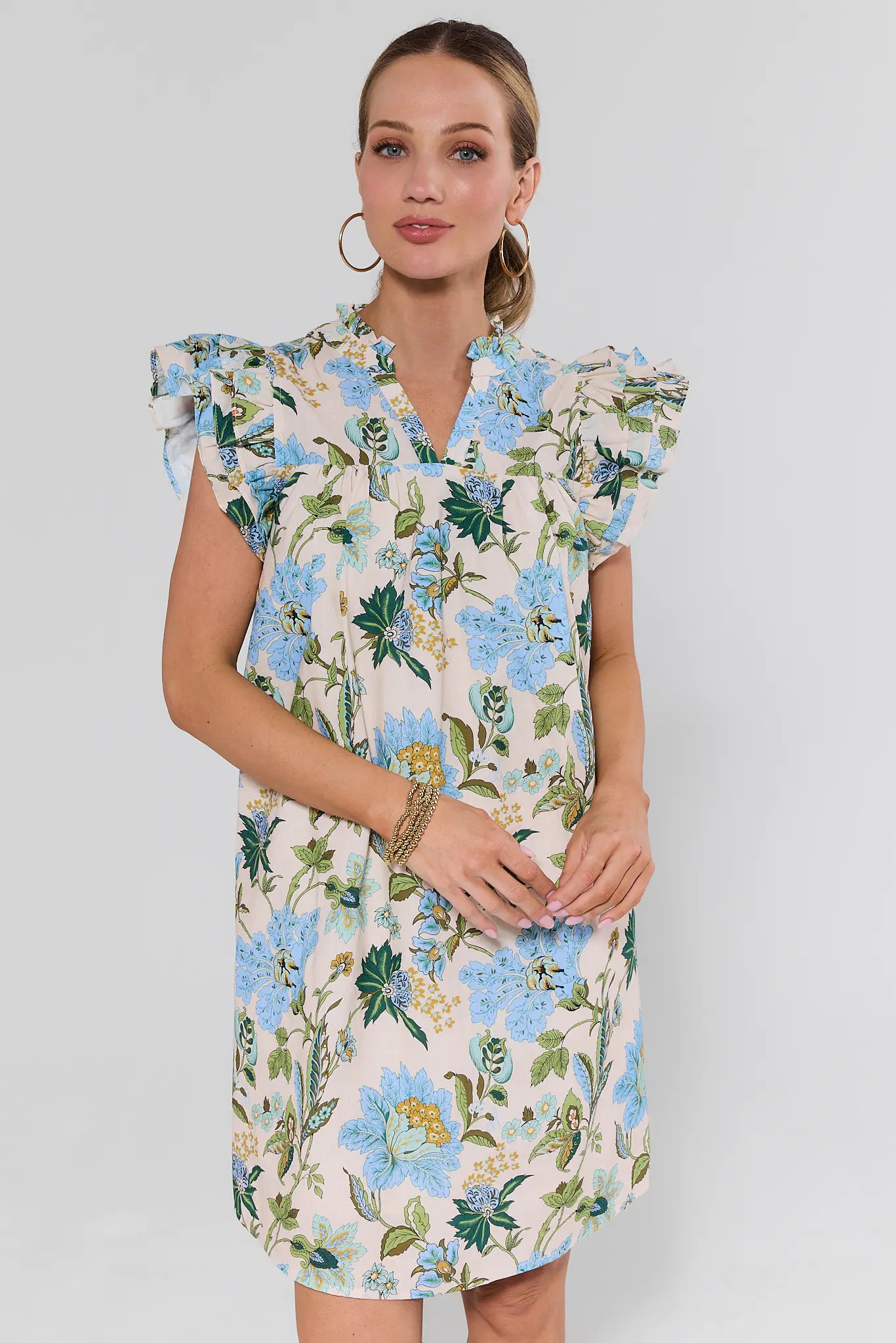 Romy Blue Floral Print Short Dress | Avara