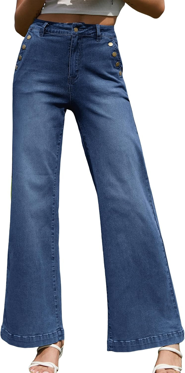 Eddoyee Wide Leg Jeans for Women High Waisted Stretchy Baggy Denim Pants | Amazon (US)
