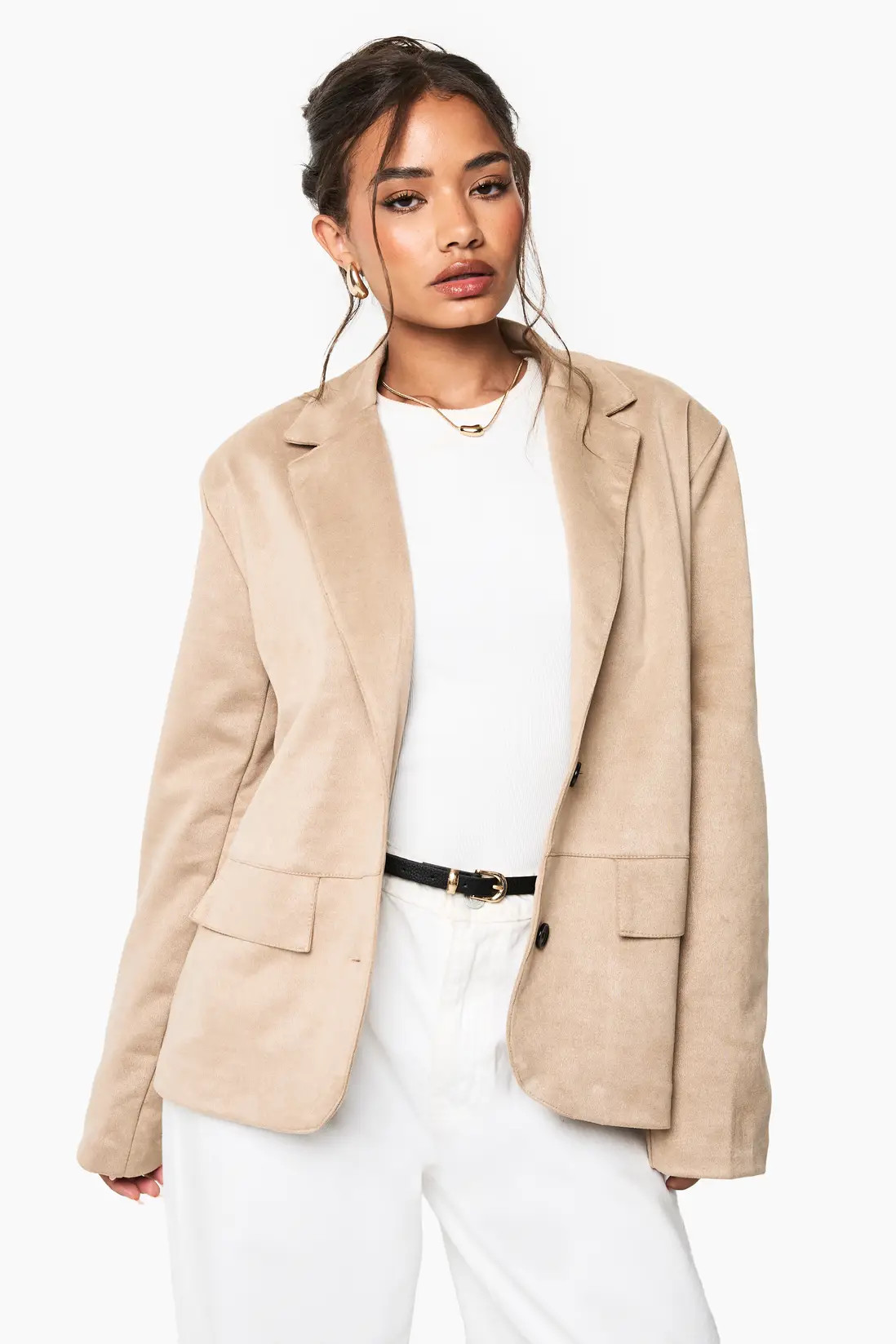 Jackets & Coats | Faux Suede Single Breast Blazer | boohoo | Boohoo.com (UK & IE)