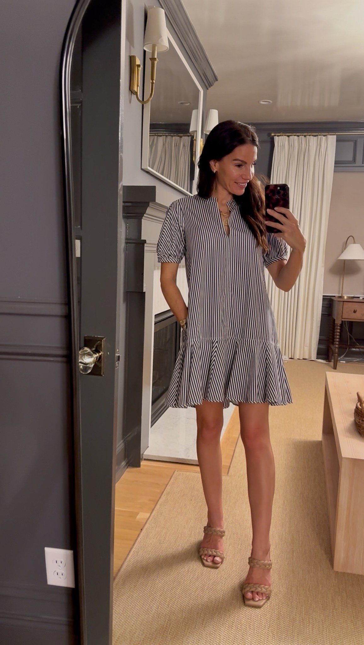 j crew cotton poplin dress Belted Mini Shirt-dress In Striped Cotton Poplin For Women