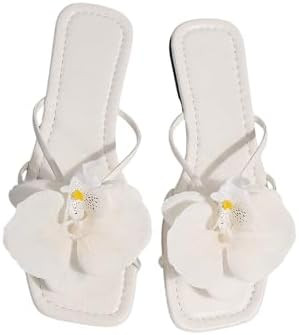 GORGLITTER Women's 3D Flower Sandals Dressy Square Open Toe Floral Flat Sandals Summer Beach Vaca... | Amazon (US)