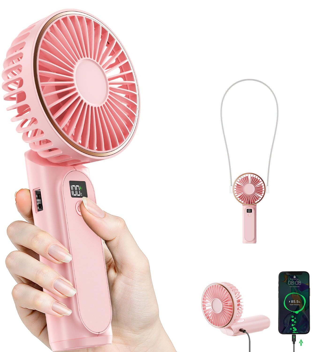 Portable Handheld Fan, 4000mAh, 180 Adjustable, 6 Speed Wind, USB Rechargeable Foldable Fan with ... | Amazon (US)