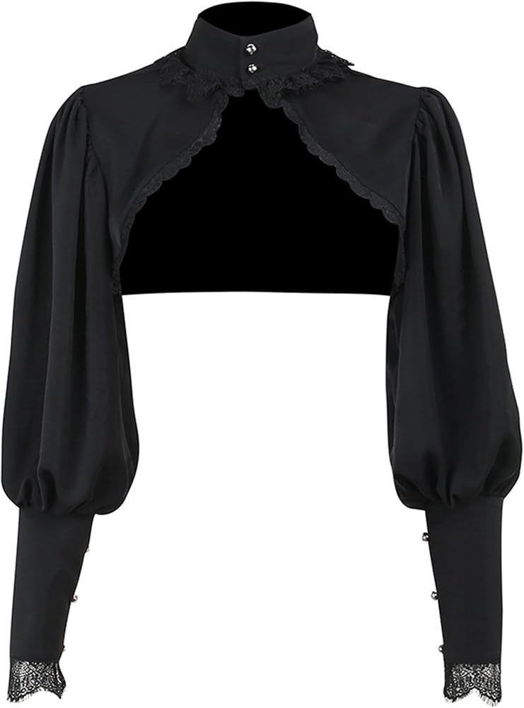 Women's Goth Shrug Black Gothic Crop Top Floral Lace Shrug Blouse See Through Sheer Shawl Cardiga... | Amazon (US)