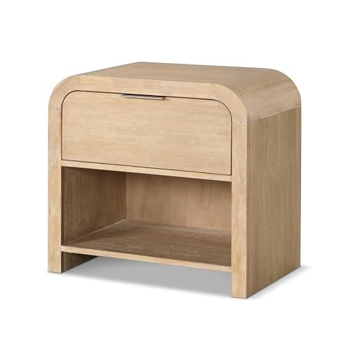 Furniture of America Verena Modern Solid Wood Nightstand with Drawer and Shelf, Large Bedside Table, Wooden Night Stand for Bedroom, Guest Room, Dorm, Natural | Amazon (US)