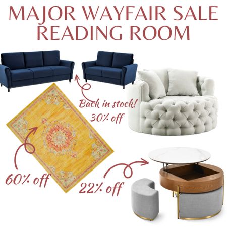 Major sale at Wayfair this month! Shop my reading room decor 

Reading chair, reading room, library, velvet couch, couch set, living room set, area rug, abstract rug, furniture sale, living room furniture, style tip, round coffee table, blue couch, swivel chair, barrel chair, on sale, discount, major deal

#LTKFind #LTKhome #LTKsalealert