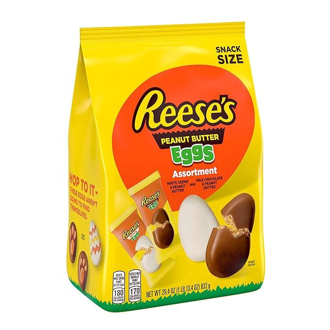 REESE'S Assorted Milk Chocolate, White Creme Peanut Butter Eggs, Easter Candy, 29.4 oz Bag | Amazon (US)