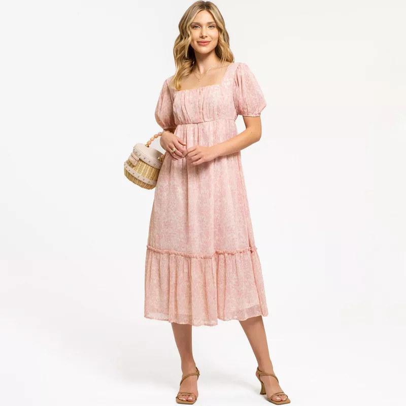August Sky Women's Balloon Sleeve Midi Dress | Target