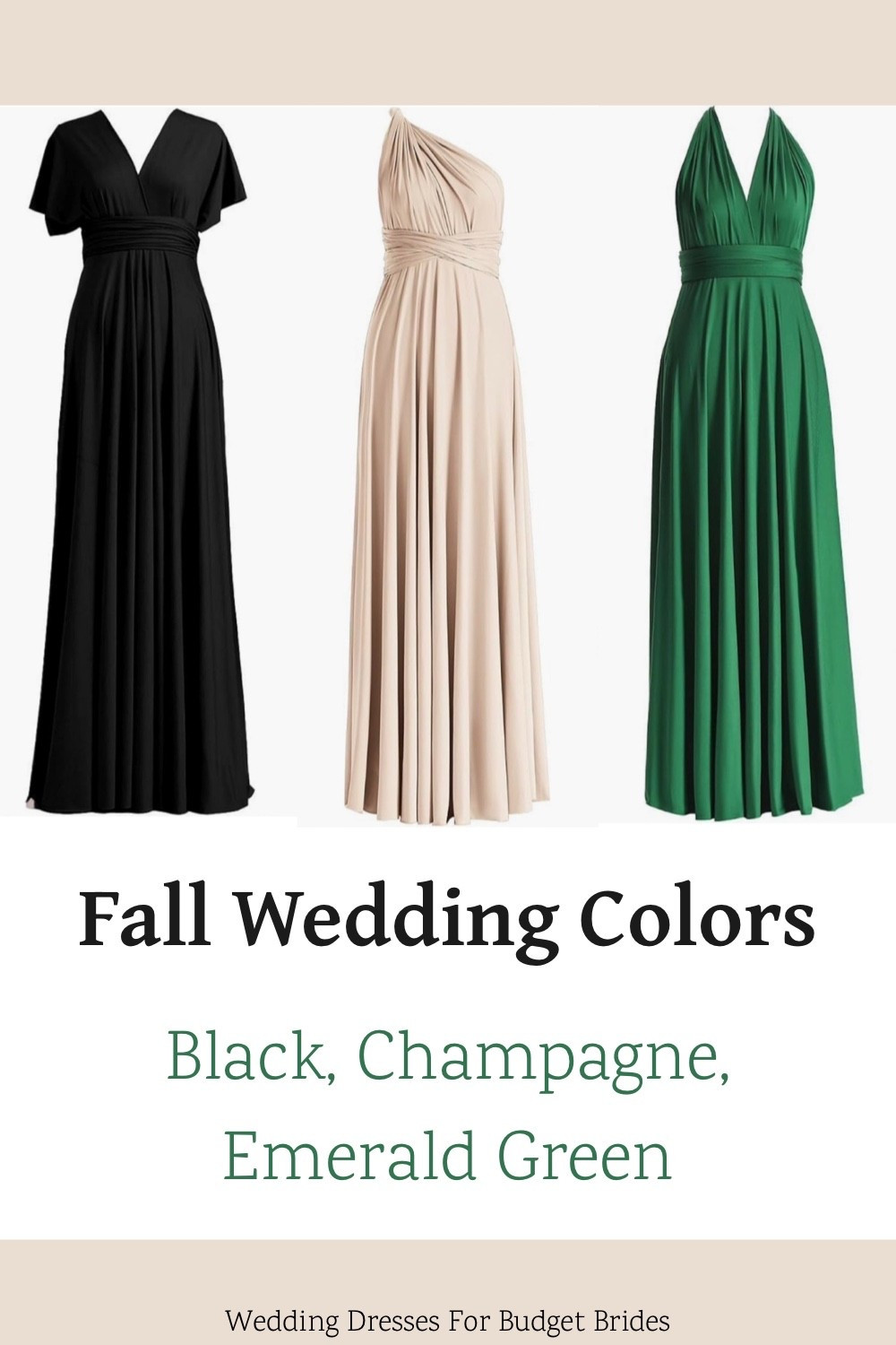 Amazon infinity bridesmaid dresses regular & plus sizes.

Fall wedding colors; black, champagne, and emerald green.

#LTKWedding #LTKSeasonal