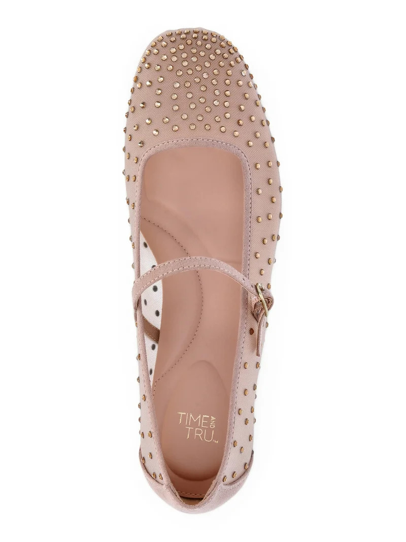 Time and Tru Women's Rhinestone Mary Jane Flats | Walmart (US)