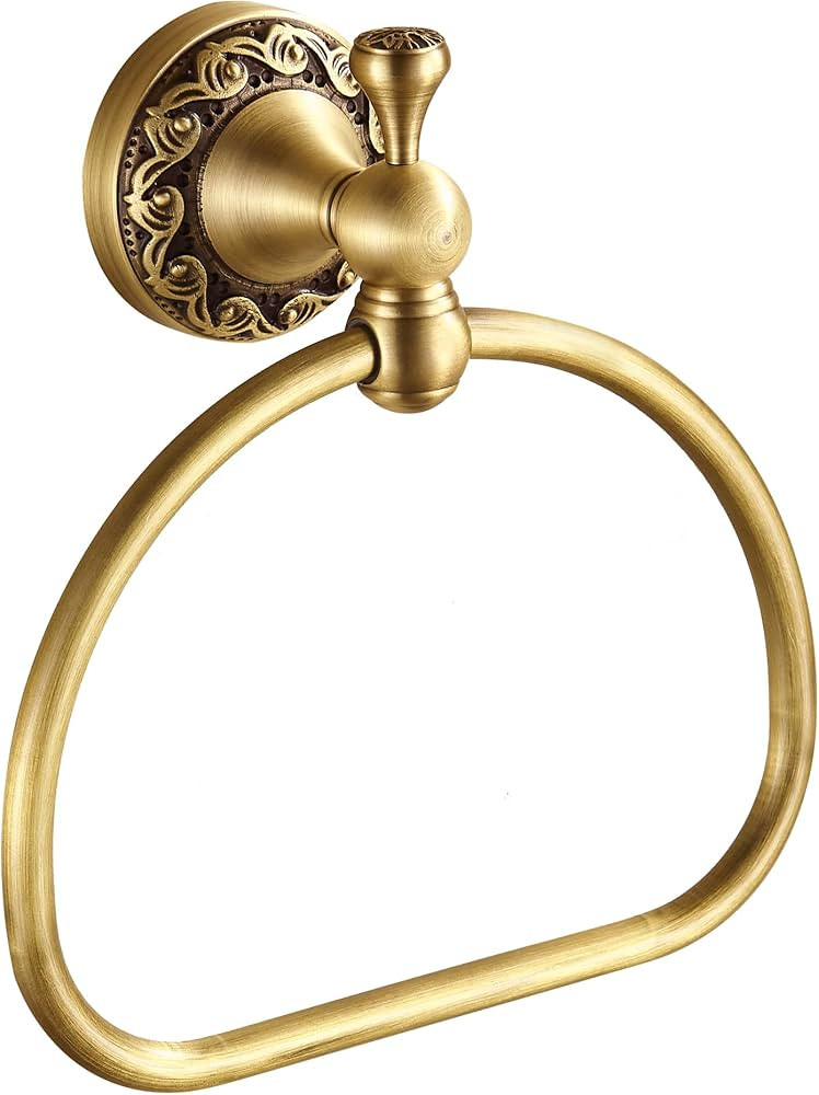 WOLIBEER Brass Towel Ring,Antique Hand Towel Holder, Bathroom Hand Towel Rack Hanger Wall Mounted... | Amazon (US)