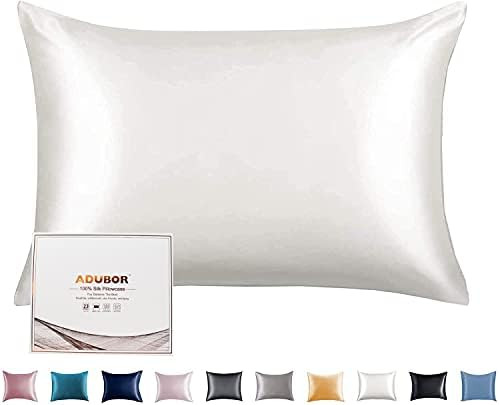 Adubor 100% Pure Natural Mulberry Silk Pillowcase Pillow Case Cover for Hair and Skin with Hidden Zi | Amazon (CA)