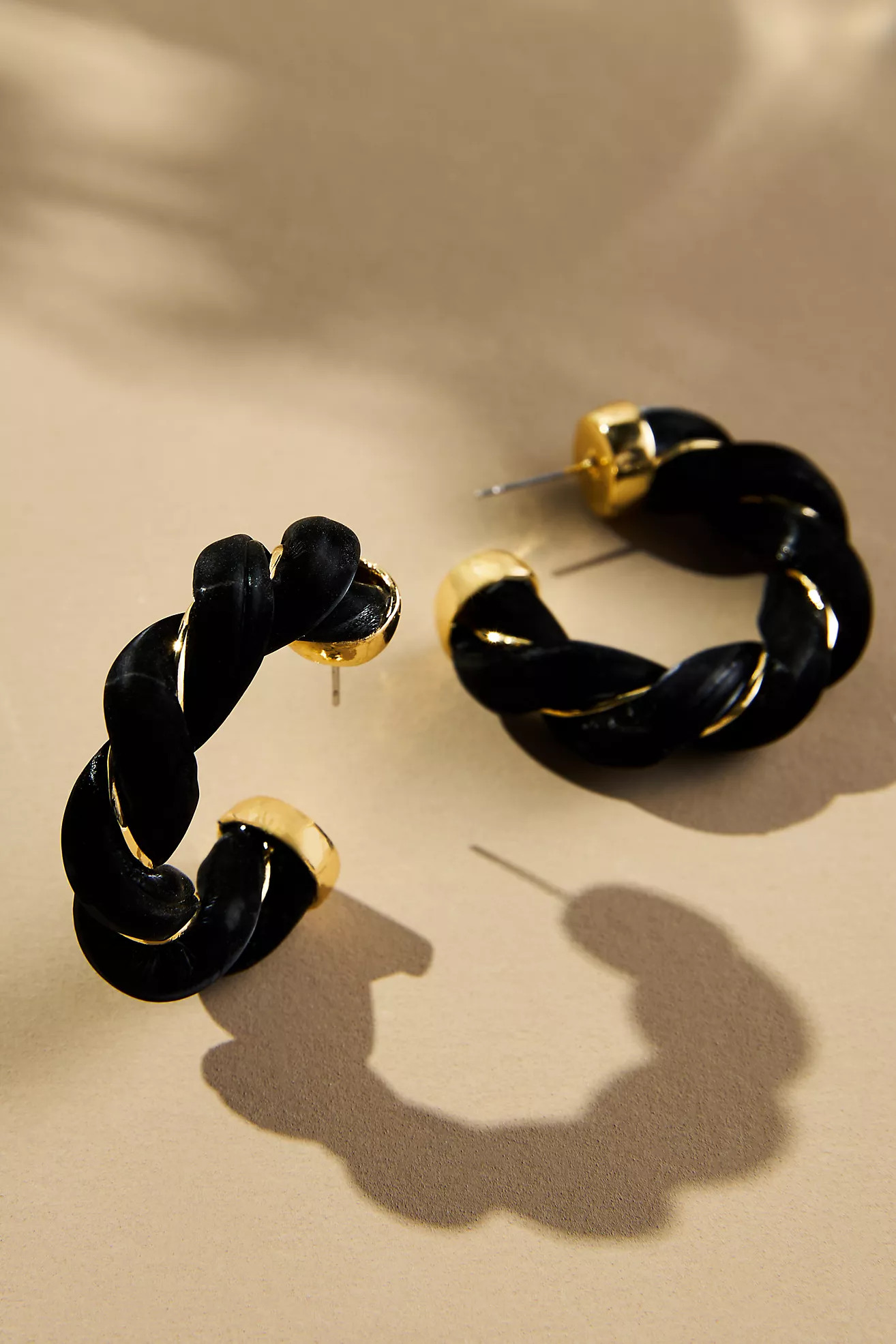 Faux-Leather Twist Hoop Earrings | Anthropologie (US)