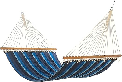 Hatteras Hammocks Large Gateway Indigo Sunbrella Quilted Hammock with Free Extension Chains & Tre... | Amazon (US)