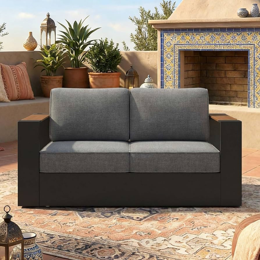 LayinSun 1 Pieces Aluminum Patio Furniture Set, Oversized Outdoor Conversation Set 2 Seats with 6... | Amazon (US)