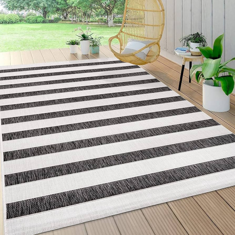 JONATHAN Y SMB112B-8 Aveiro Wide Stripe Indoor Outdoor Area Rug, Bohemian, Coastal, Mediterranean... | Amazon (US)