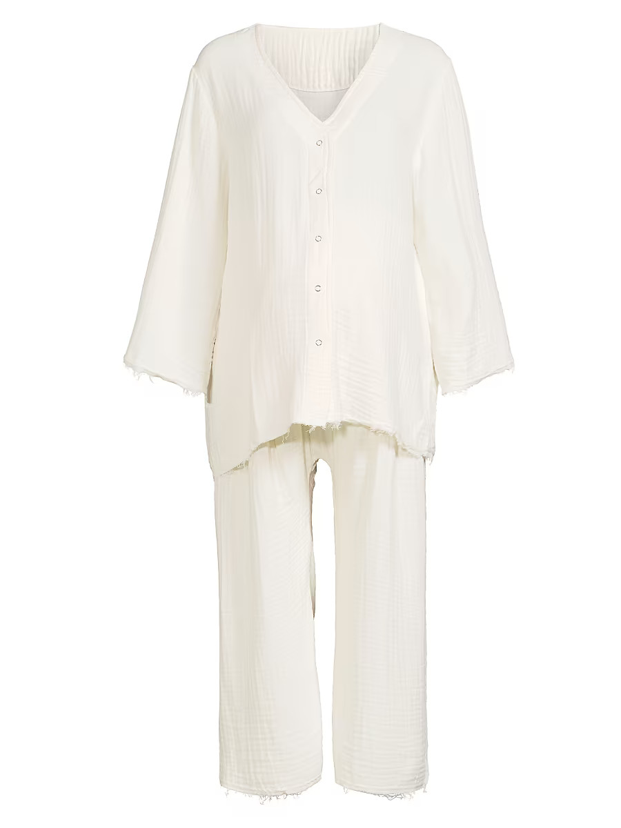 Women's Gauze Nursing Set - Cream - Size Small | Saks Fifth Avenue