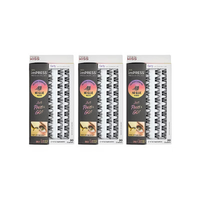 KISS Products imPRESS Self Adhesive False Eyelashes Kit - Curly - 90ct | Target