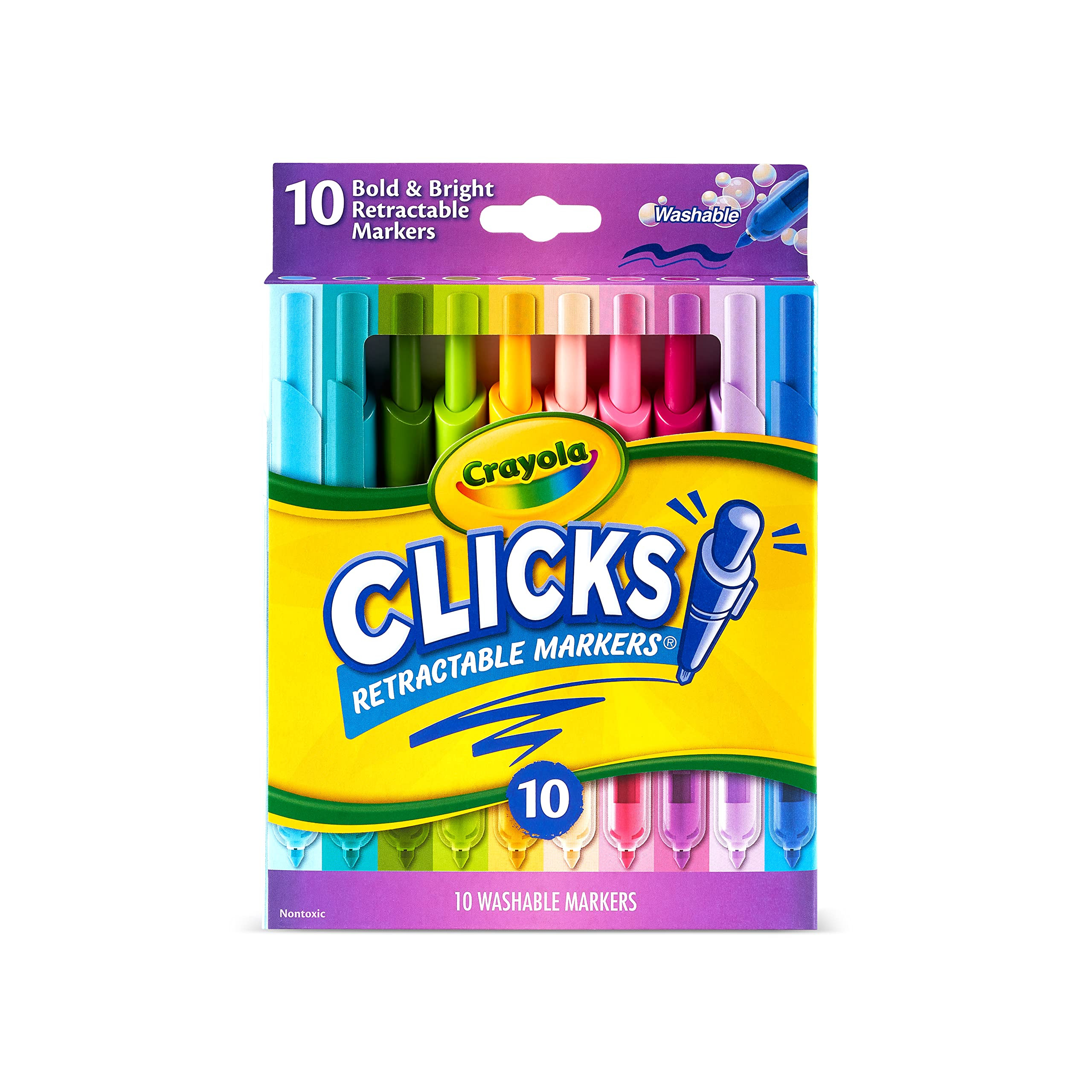 Crayola Clicks Retractable Markers (10ct), Washable Markers for Kids, Click Markers, School Suppl... | Amazon (US)