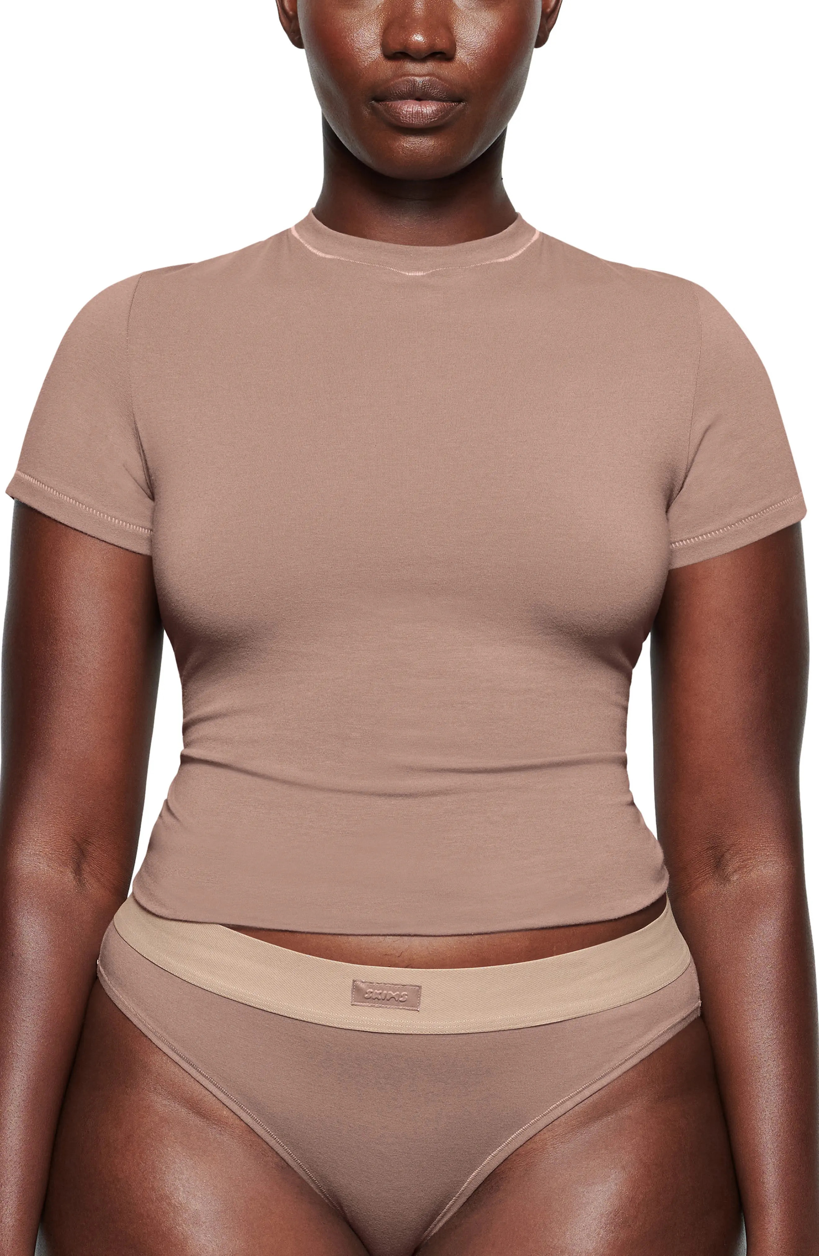 SKIMS Stretch Cotton Tee in Umber at Nordstrom, Size X-Large | Nordstrom