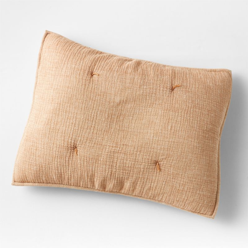 Aire Crinkle Brulee Brown Standard Organic Cotton Pillow Sham | Crate & Barrel | Crate & Barrel