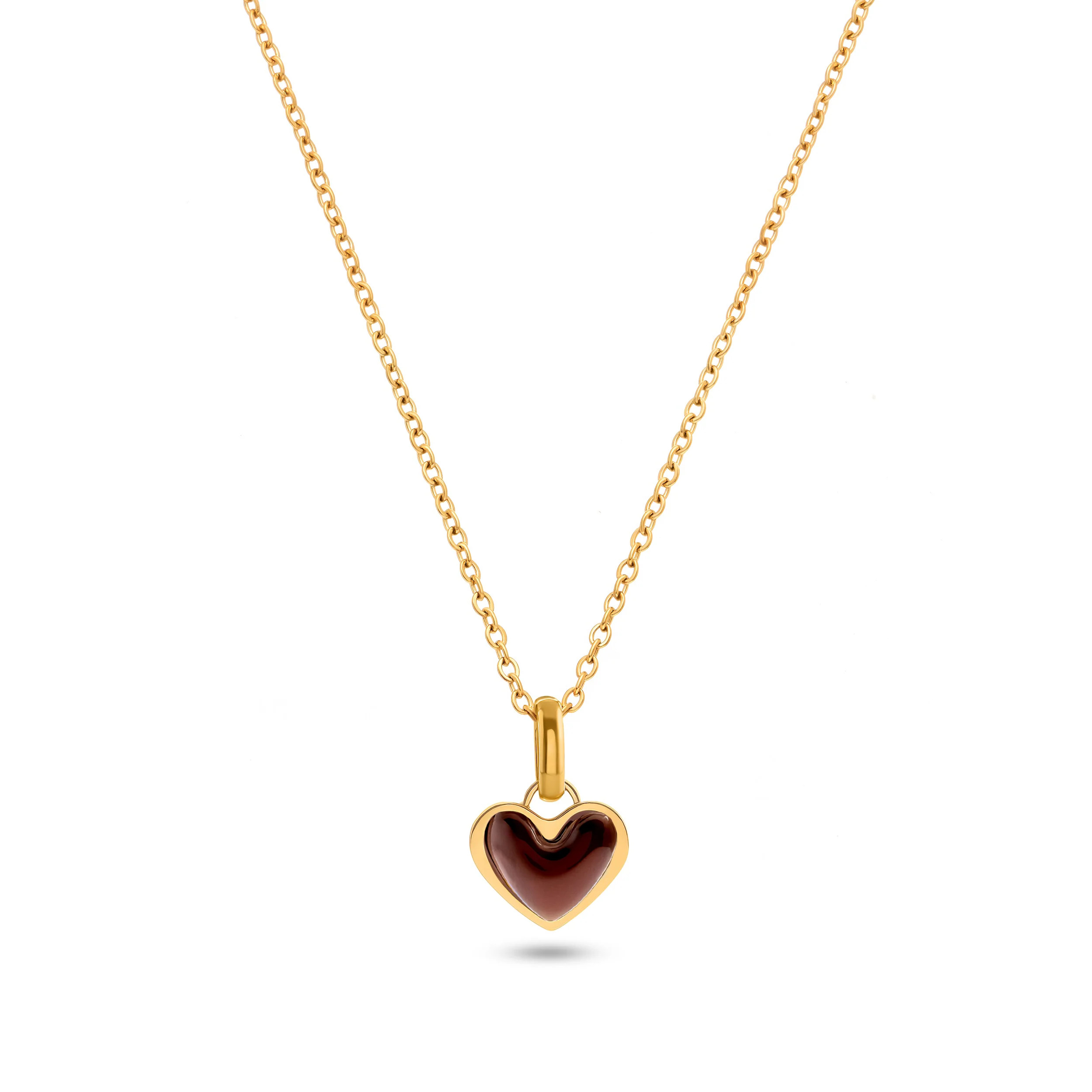 Chocolate Brown Heart Necklace (Gold) | Abbott Lyon