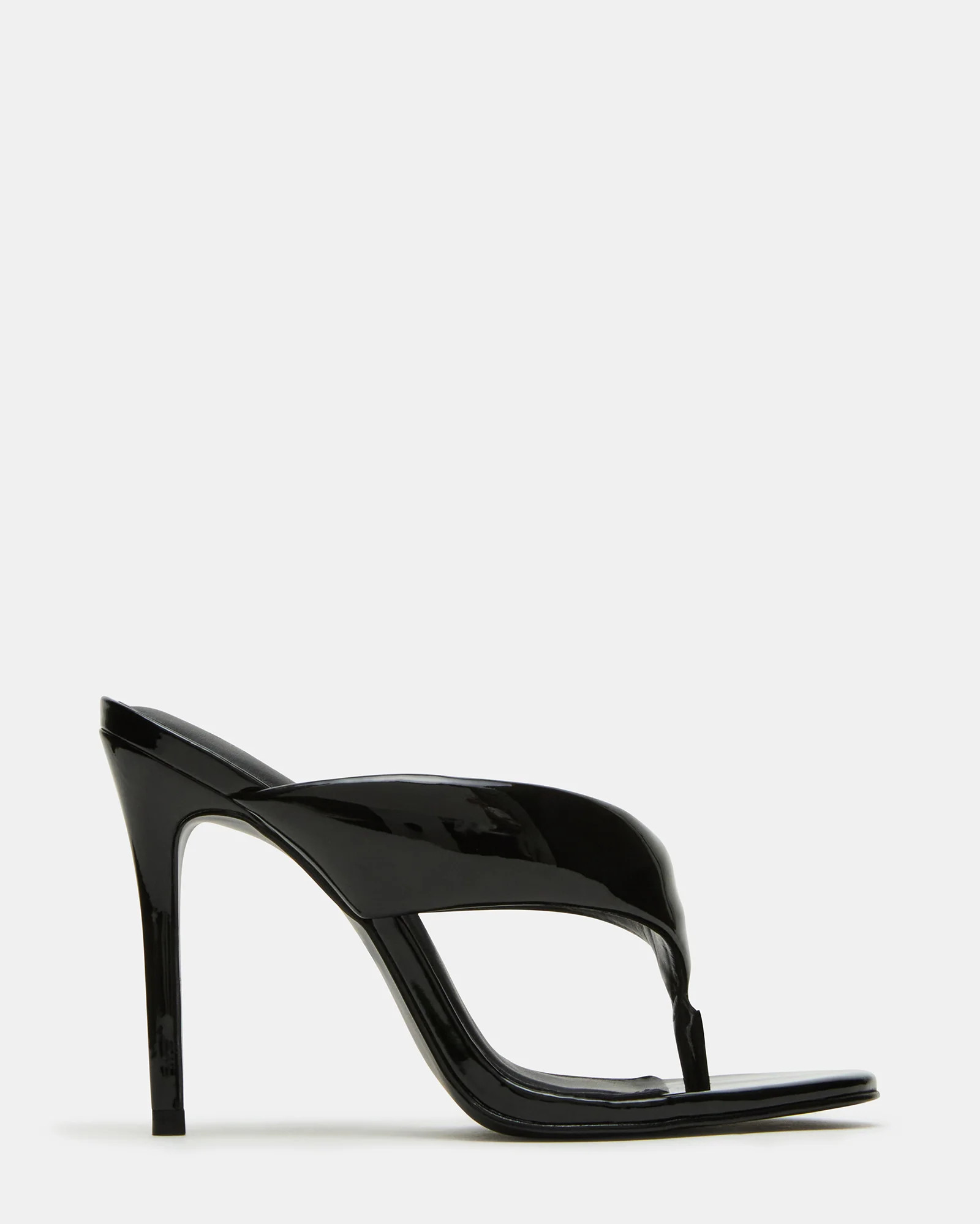 SABINE Black Patent Thong Mule Women's Heel | Steve Madden (US)