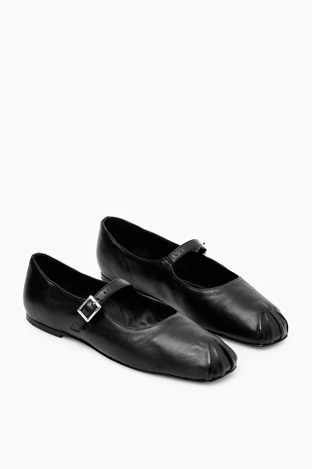 PLEATED LEATHER MARY-JANE BALLET FLATS | COS UK